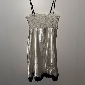 Baby Phat Intimates Y2K Satin Mini Slip Dress with Dark Navy/Black Lace Trim